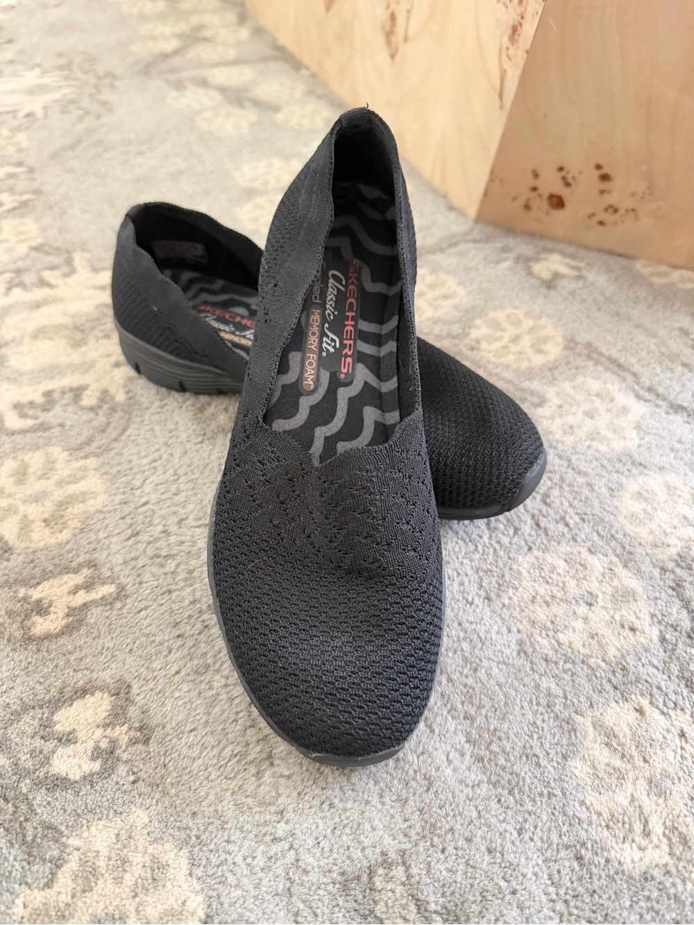 Skechers Black Slip-On Knit Casual Sneakers Memory Foam